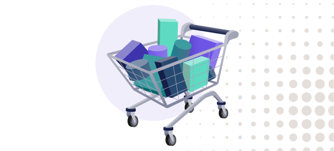 Graphic illustration of a shopping trolley