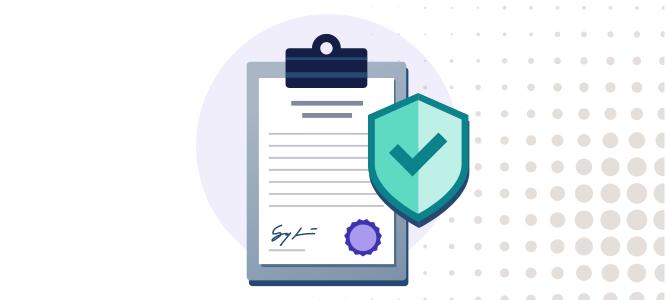 Graphic illustration of a clipboard and contract