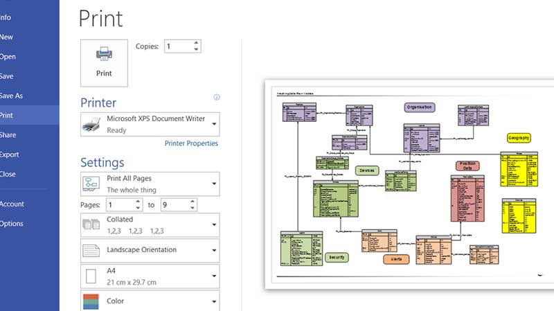 printing in visio