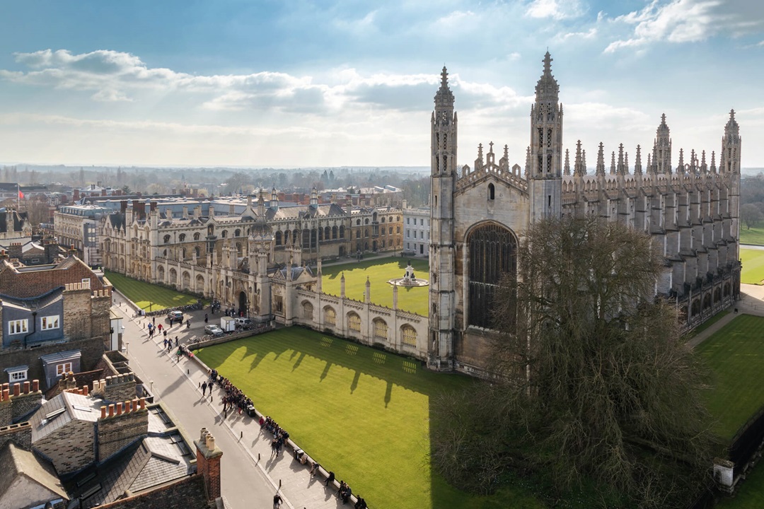 aerial view of cambridge university