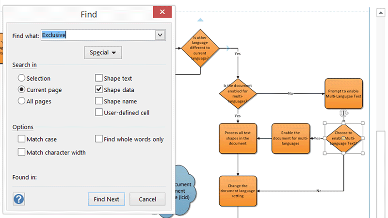 navigation pages and shapes in visio