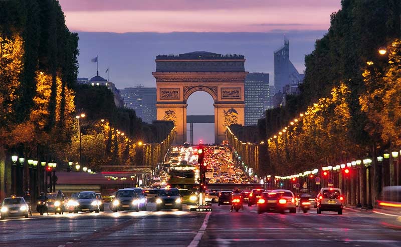 view looking down the Champs-Élysées in paris