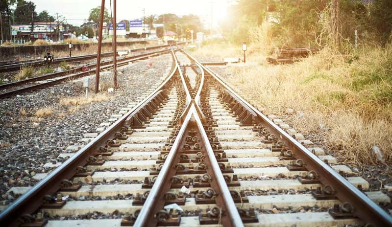 two rail tracks merging into one