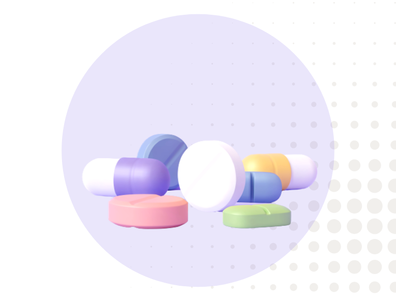 Illustrative graphic of pills and medication