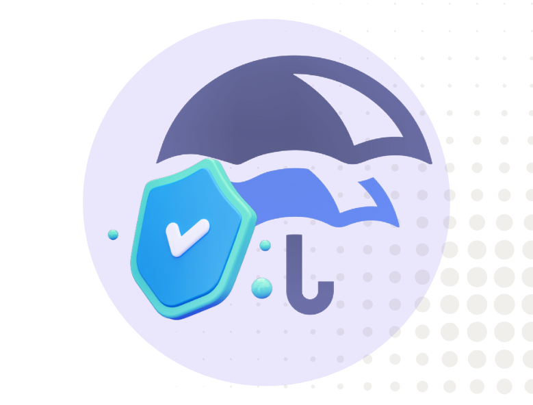 Graphic illustration of two umbrella and an insurance tick