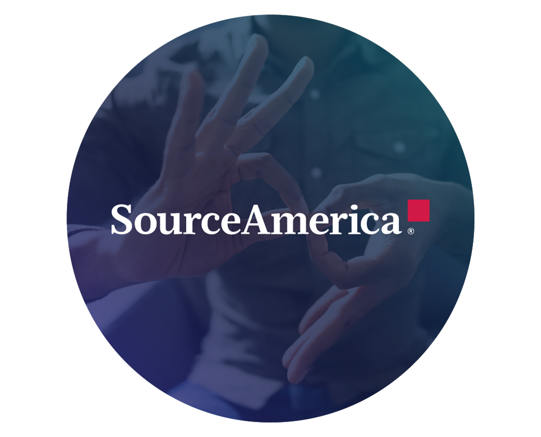 SourceAmerica logo on a background of people holding hands