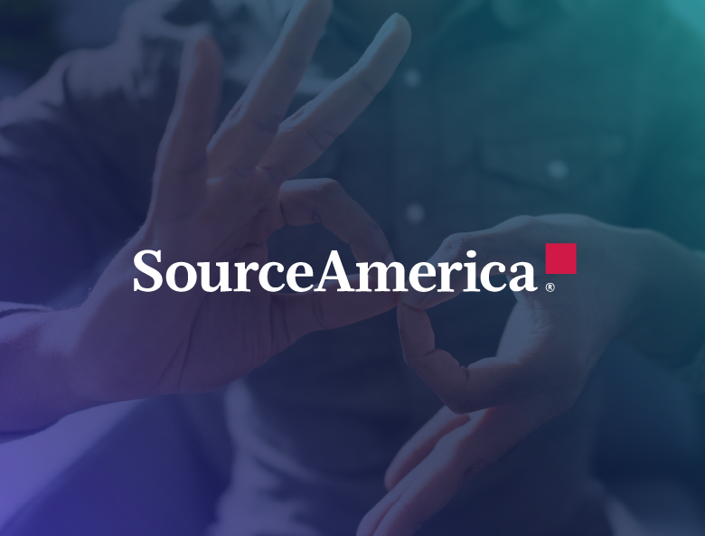 SourceAmerica logo on a background of people holding hands
