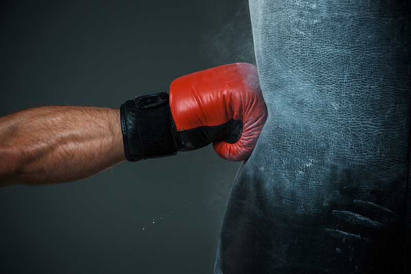 a boxer punching a punch bag